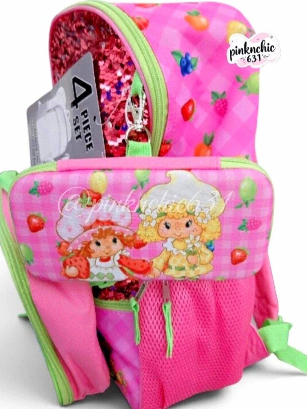 Strawberry Shortcake Backpack 4 Piece Set Back To School Lunchbox Pencil Case